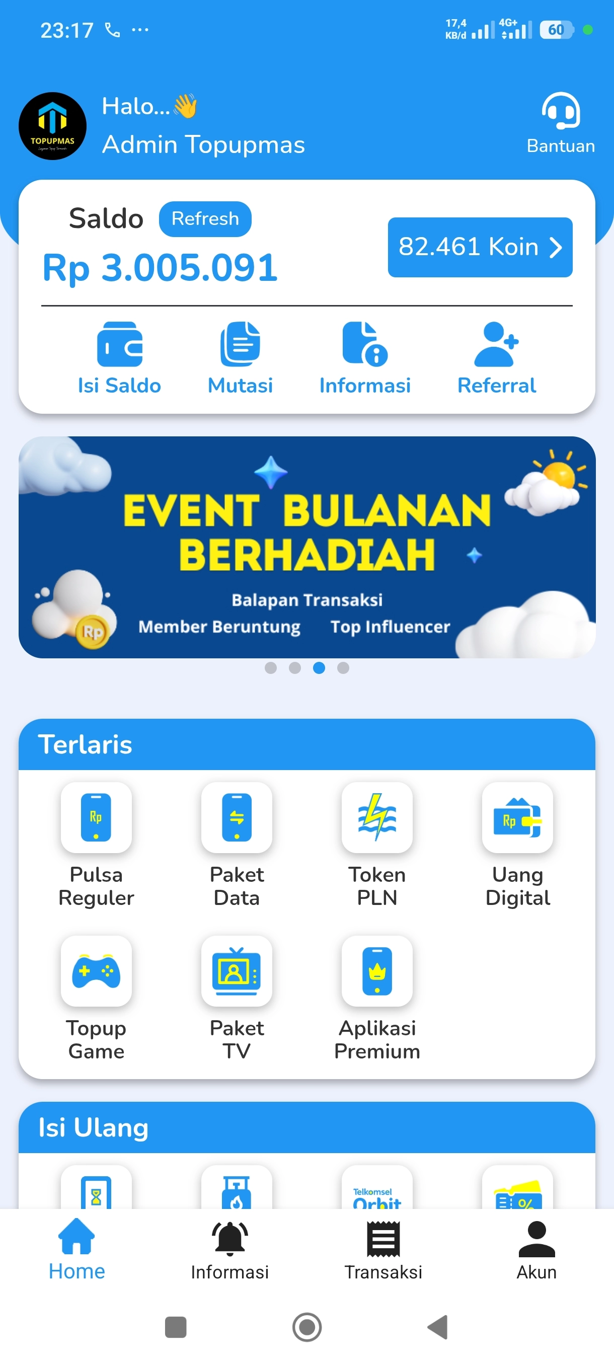 TOPUPMAS App Preview